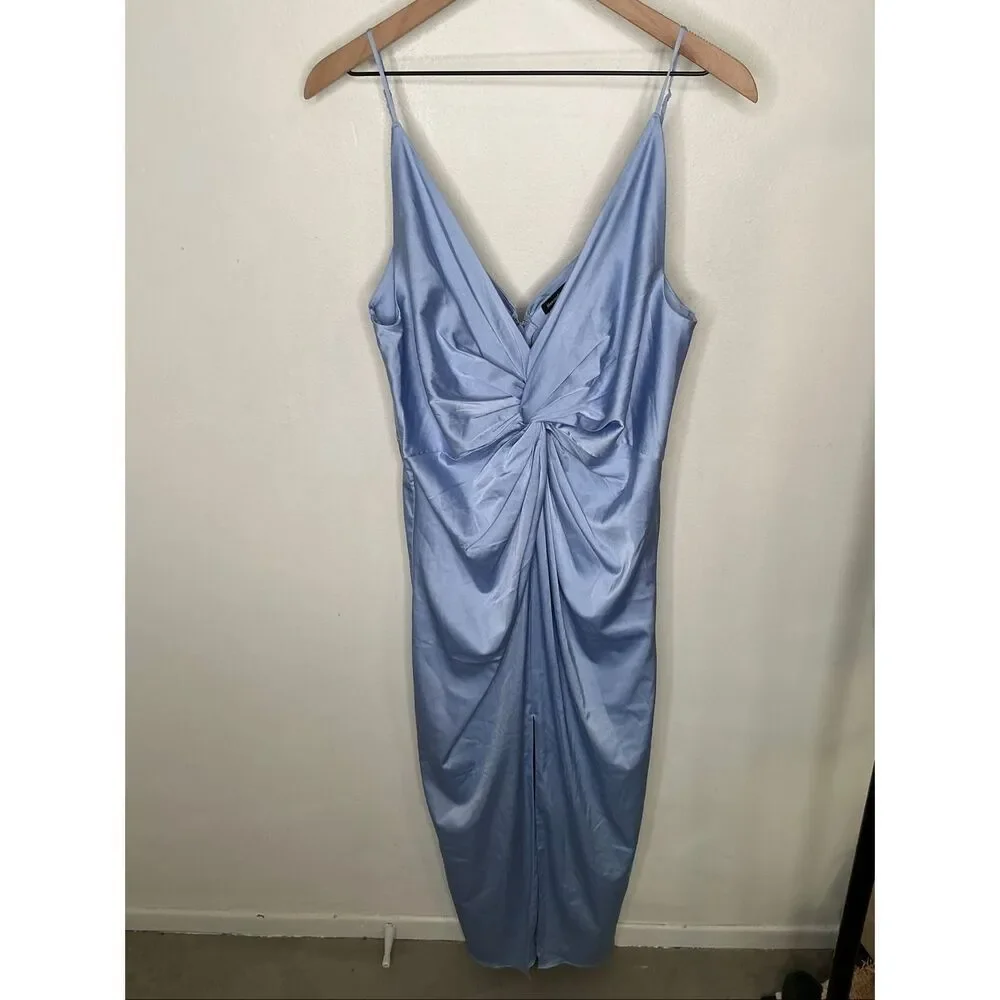 Abercrombie & Fitch Draped Fit Front Maxi Dress | Large in Blue